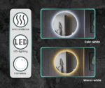 Ronde spiegel Ø 100 cm - frameloos, led verlichting en anti-condens - Afbeelding 3