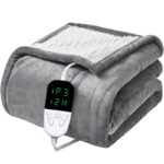 Elektrische fleece omslagdeken - 1 persoons - Grijs - 180 x 150 cm - Afbeelding 2