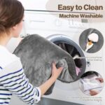 Elektrische fleece omslagdeken - 1 persoons - Grijs - 180 x 150 cm - Afbeelding 6