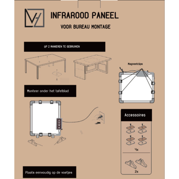 vh infrarood verwarmer voor montage onder bureau product