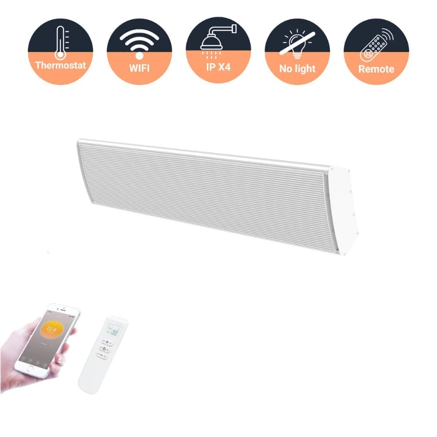 OstuniHeatbar-3000W-witmetwifienafstandsbediening Infrarood terrasverwarmer smart - Ostuni - 3000 Watt - Afbeelding 1