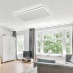 Infrarood paneel 700W 63×108 cm met dimbare LED-verlichting aan plafond