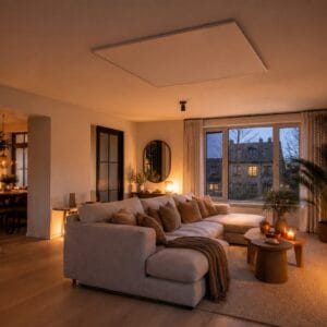 Milano HT infrarood plafondpaneel in moderne woonkamer