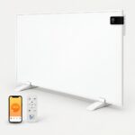 Wit infrarood paneel Superia 600 watt, 60 × 100 cm, vrijstaand op voetjes met wifi-app en afstandsbediening