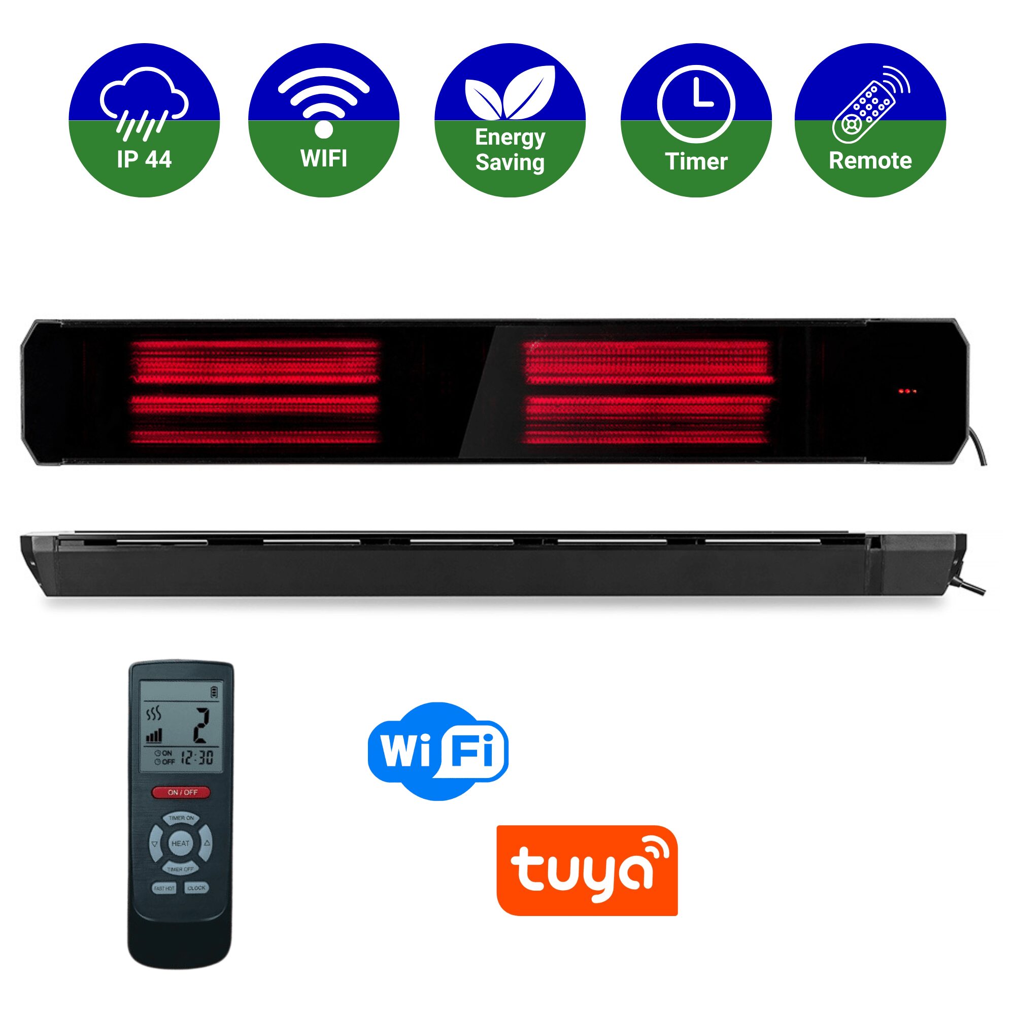 HeatbarSmart-Dinfraroodstralerkorteenlangegolf Smart-D HeatBar Infraroodstraler met korte en lange golf - 2200 Watt - Afbeelding 1