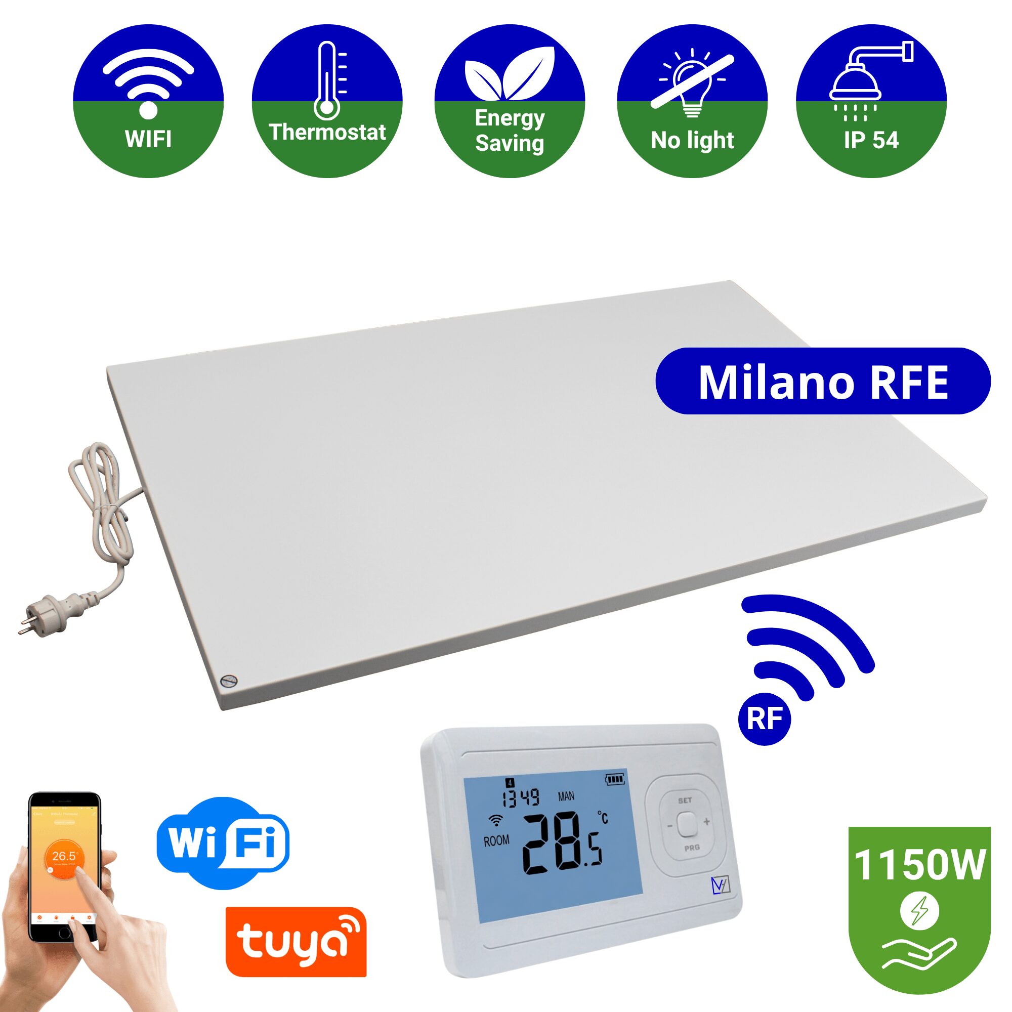 Infrarood paneel 1150 watt - Milano RFE - 75 x 120 cm - Plafondpaneel met Echo-ontvanger - Afbeelding 5